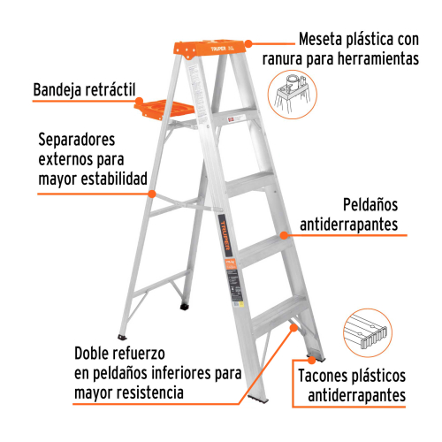 Escalera de tijera, tipo 2, 4 esc