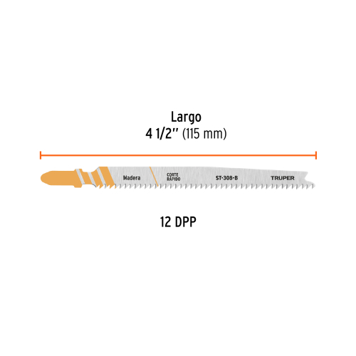 Blíster 5 seguetas T, 12 DPP HCS, corte recto limpio/madera