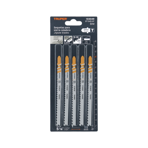 Blíster 5 seguetas T, 5-10 DPP BIM, corte recto uso general