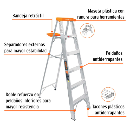 Escalera de tijera, tipo 2, 5 esc