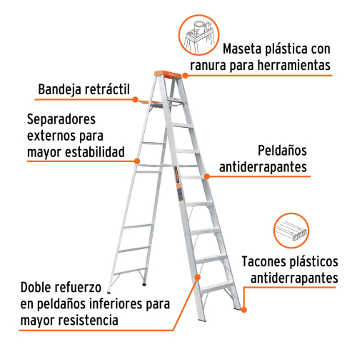 Escalera de tijera, tipo 2, 8 esc